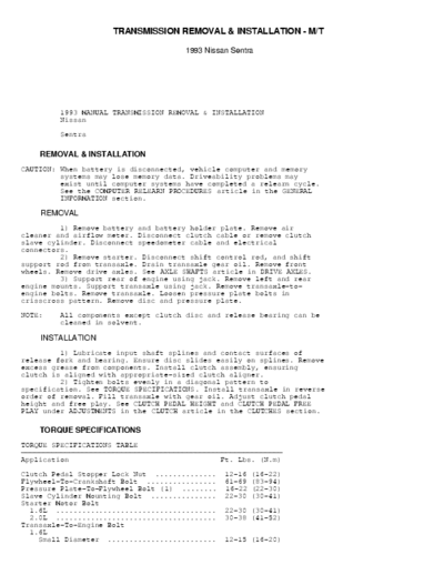 Nissan 90~93 Nissan B13 transmission removal and installation mt